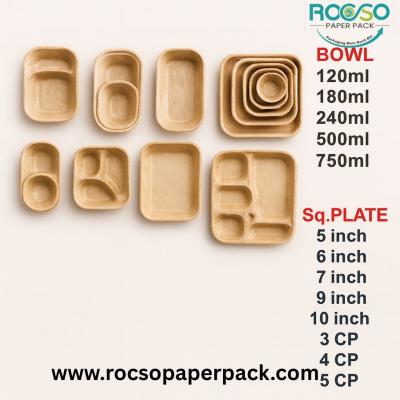 ROCSO Eco-Friendly Bagasse Food Packaging Boxes & Plates