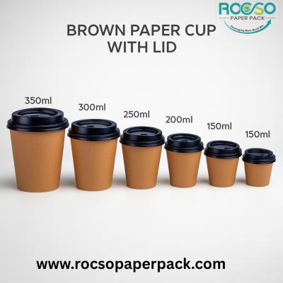 BROWN PAPER CUP WITH LID – HOT & COLD BEVERAGE CUP