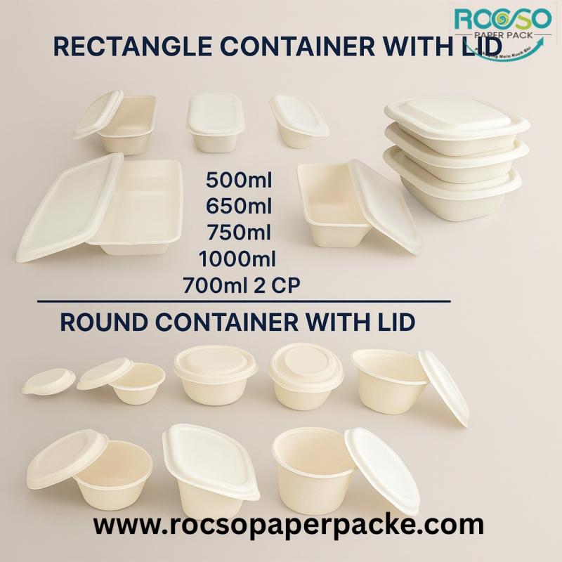 Premium Eco-Friendly Food Containers With Lid – Rectangle & Round Series