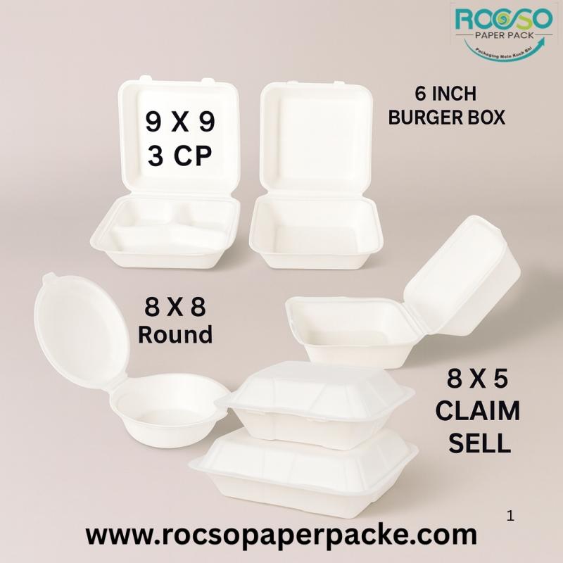 Premium Bagasse Meal & Burger Box Combo